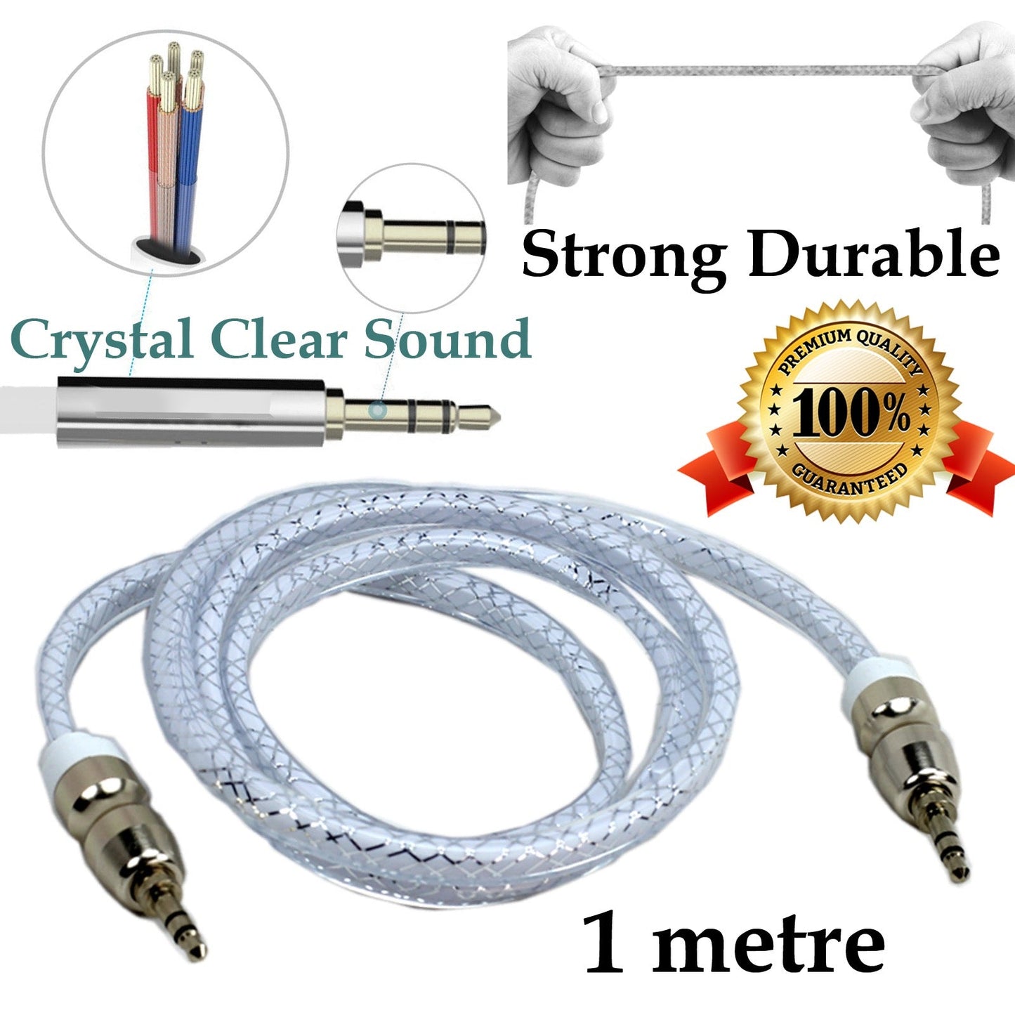 AUX 3.5mm Audio Cable – High-Quality Round/Flat Stereo AUX-IN Cord product image