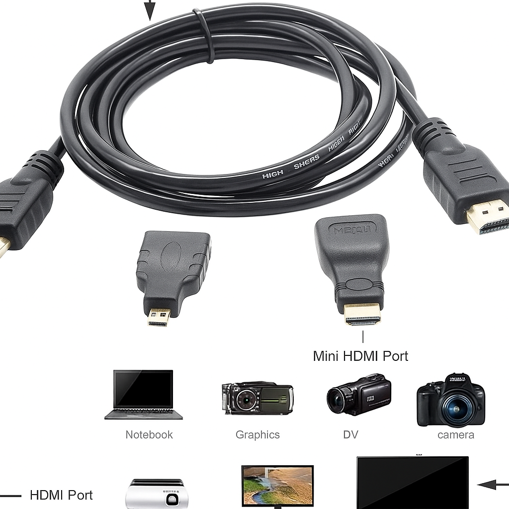 3-in-1 HDTV Cable – HDMI to Mini & Micro HDMI Video Adapter (Type A to C/D) product image
