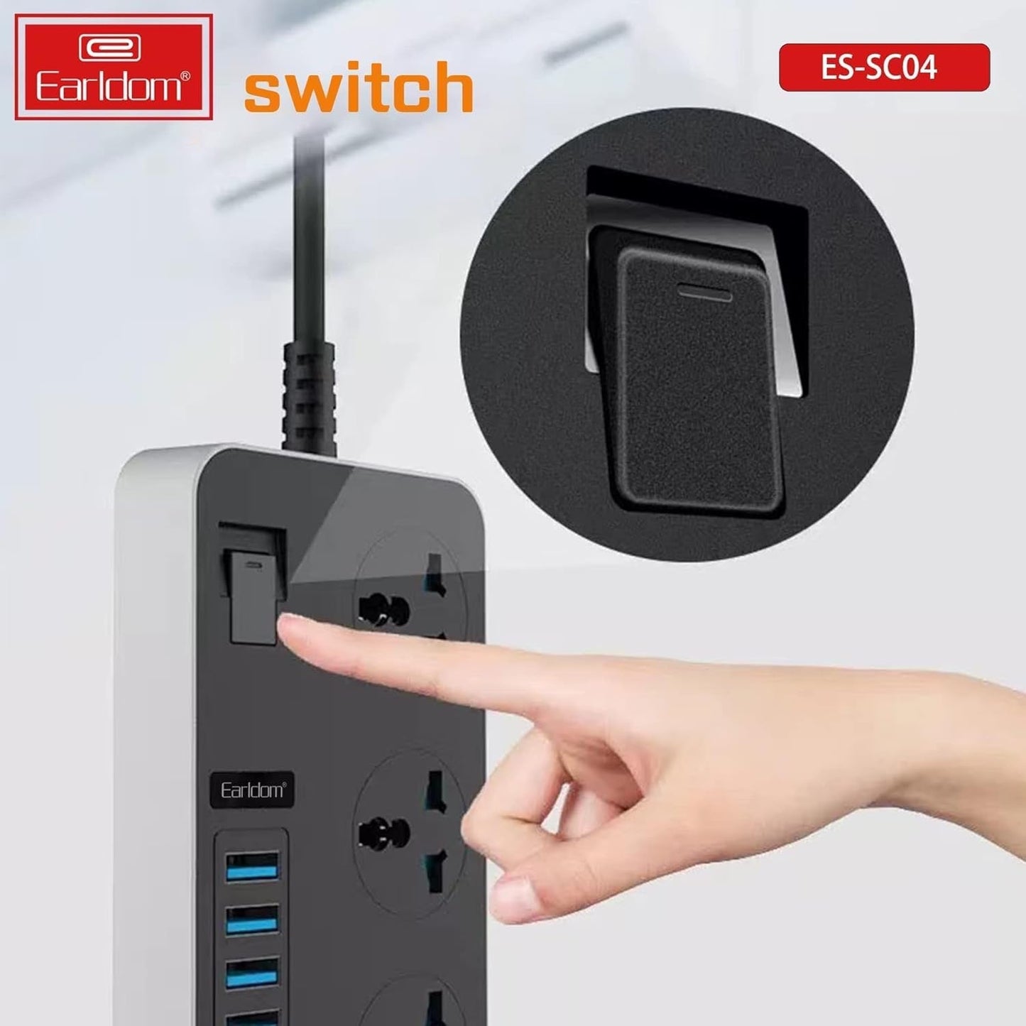3000W Power Strip with 6 USB Ports & 3 AC Outlets – Auto-ID Smart Charging Extension product image