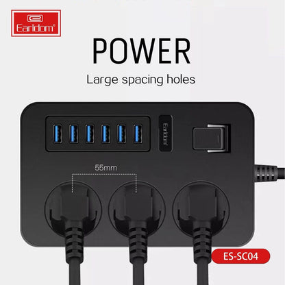 3000W Power Strip with 6 USB Ports & 3 AC Outlets – Auto-ID Smart Charging Extension product image