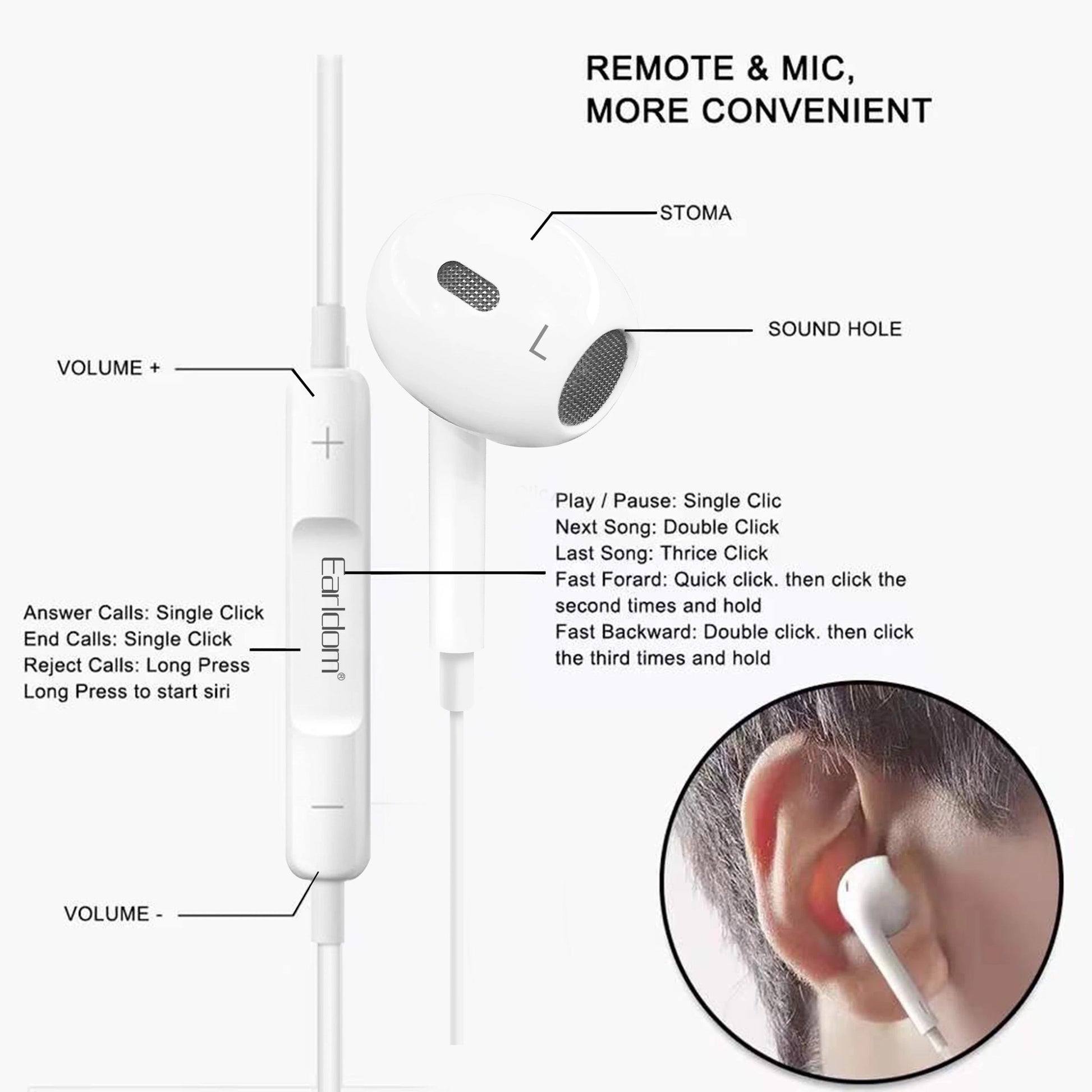 3.5mm In-Ear Earphones – Wired Stereo Headset with Mic & Tangle-Free Cable product image