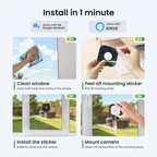 HomiQ Life Window Security Camera 3MP 2K, Indoor WiFi Cameras 2.4GHz/5GHz with Colorvue AI Color Night Vision, Motion & Person Detection with Auto-Focus , Easy Installation, 24/7 Recording Works with Alexa & Google Home
